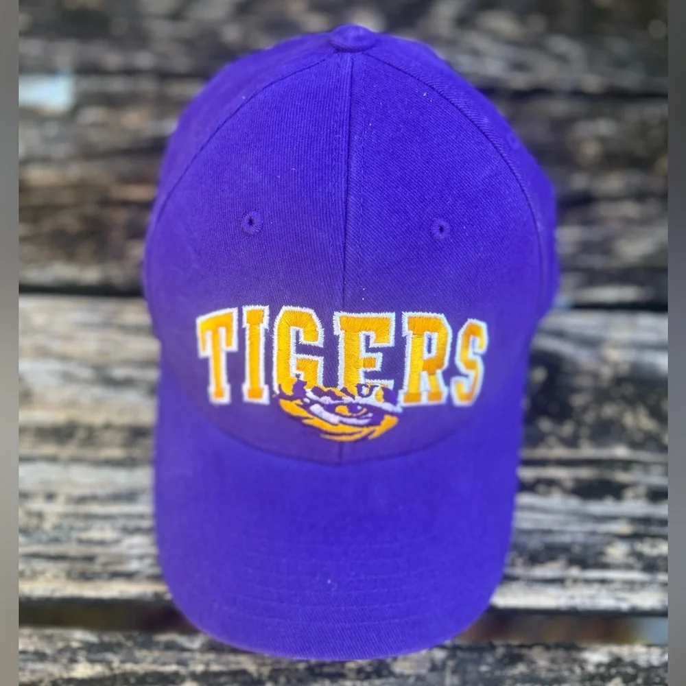 Pair (2) of Captivating Headwear LSU Tigers Adjustable Baseball Hats Purple Gold